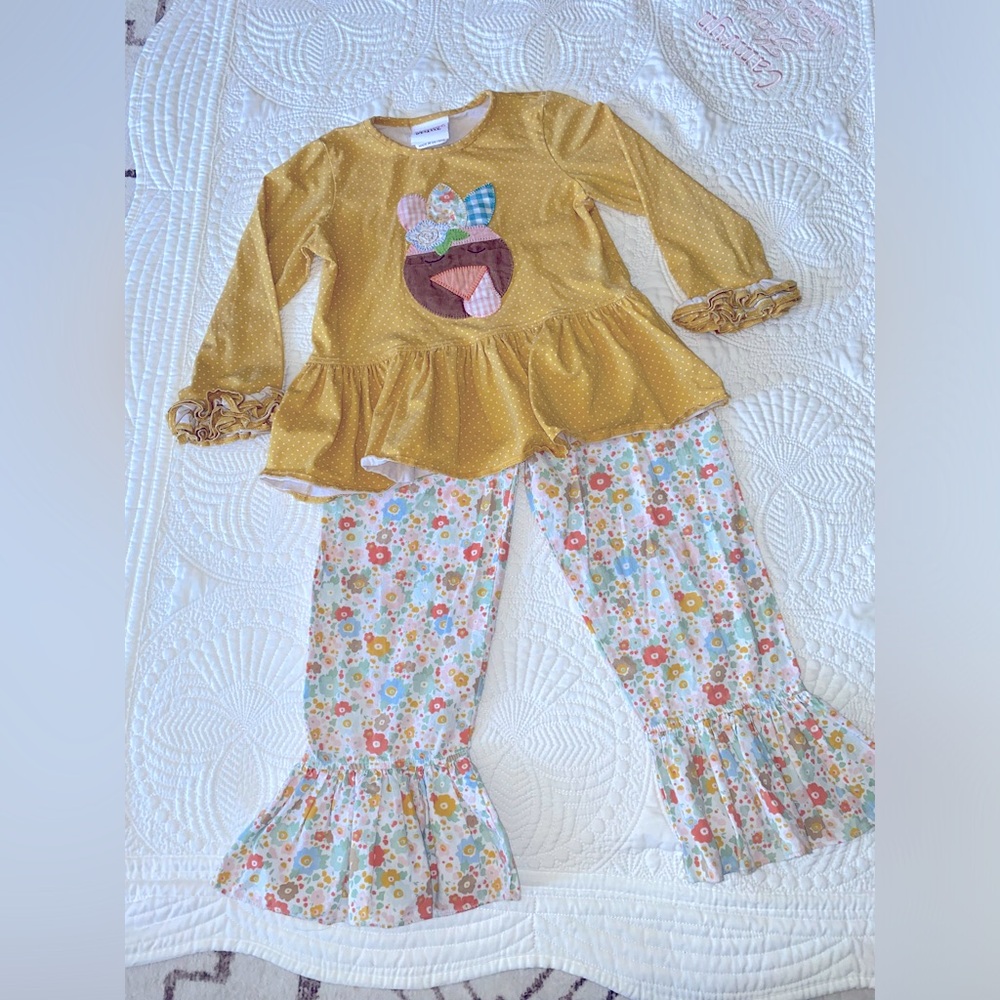Natalie Grant toddler girls Thanksgiving Turkey floral matching set